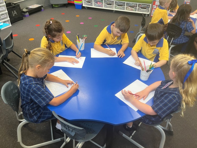 Students engaging in learning in a supportive classroom learning environment.